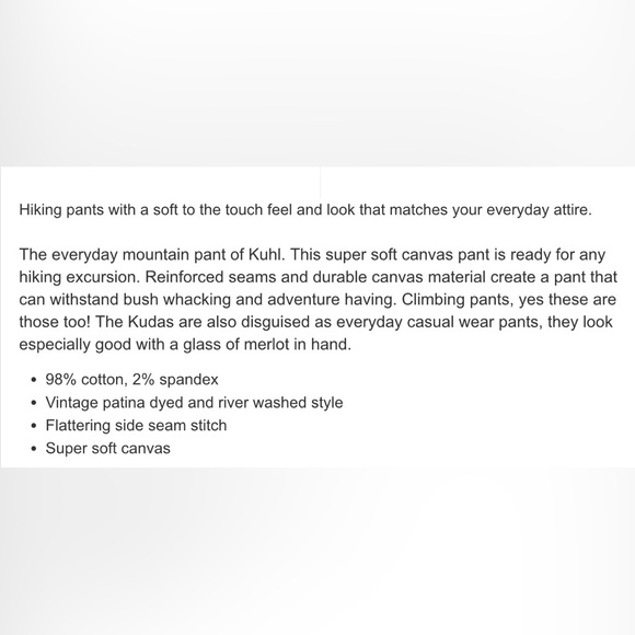 KUHL Wm’s Kuda Canvas Pant In Graphite Sz 8 Regular - Picture 12 of 16